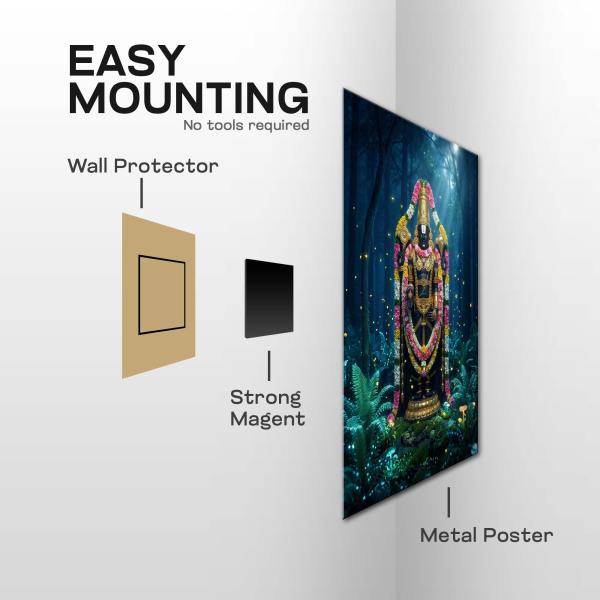 Lord Venkateswara Balaji: The Eternal Protector of Dharma & Divine Abundance | Celestial Metal Poster