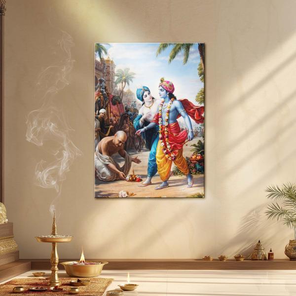Dwarkadhish Krishna & Balram: Royal Guardians of Dharma | Devotional Metal Poster