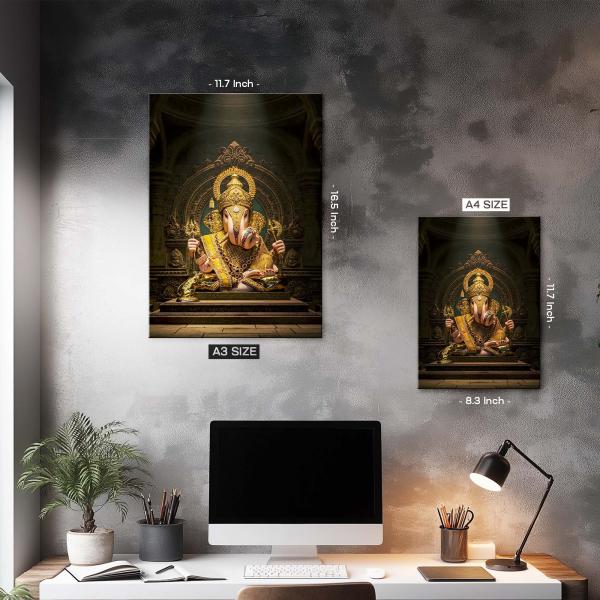 Shri Ganesha: The Golden Remover of Obstacles | Divine Metal Poster
