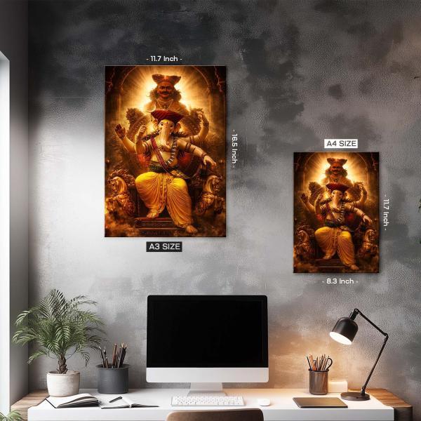 Shri Mahaveer Ganapati: The Divine Protector of Dharma & Destiny | Sacred Metal Poster