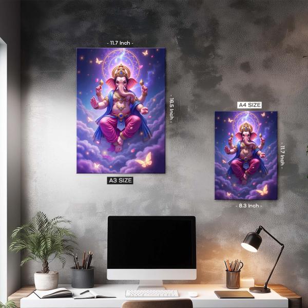 Shree Ganesha: Lord of Infinite Beginnings & Celestial Wisdom | Divine Cosmic Metal Poster