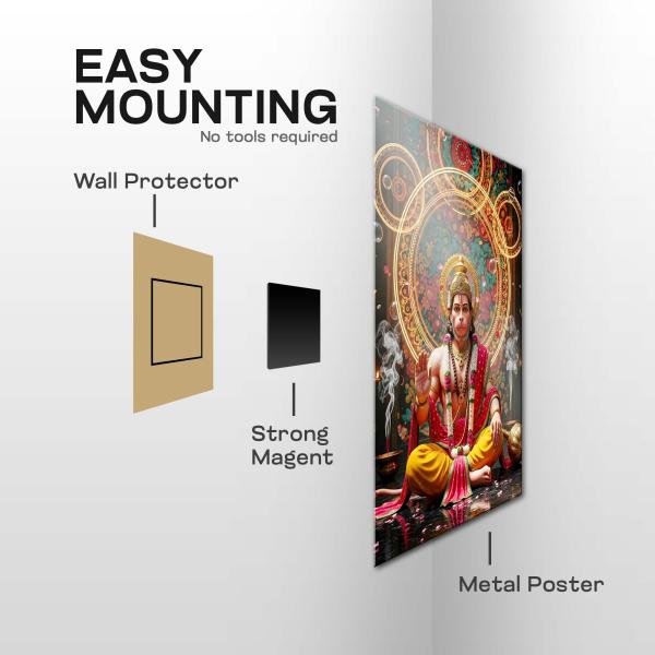 Mahaveer Hanuman: The Immovable Pillar of Bhakti & Strength | Divine Metal Poster