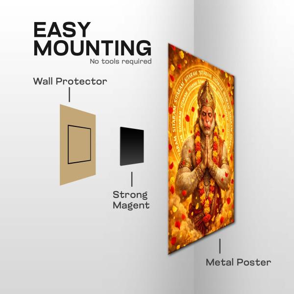 Shri Hanuman Ji: Eternal Devotion of “Sitaram” | Divine Bhakti Metal Poster