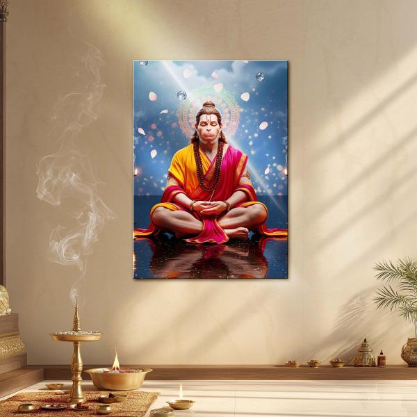Shri Hanuman Ji: The Stillness of Infinite Strength | Divine Meditation Metal Poster