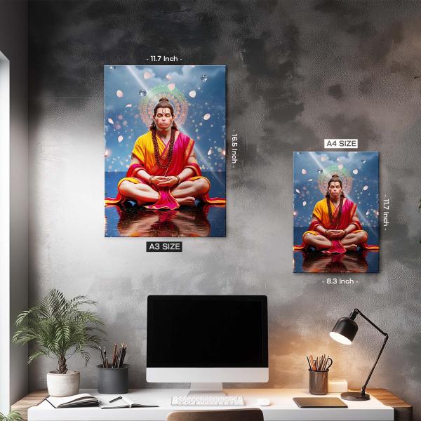 Shri Hanuman Ji: The Stillness of Infinite Strength | Divine Meditation Metal Poster