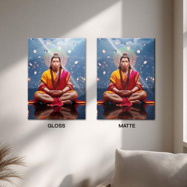 Shri Hanuman Ji: The Stillness of Infinite Strength | Divine Meditation Metal Poster