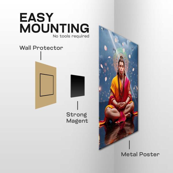 Shri Hanuman Ji: The Stillness of Infinite Strength | Divine Meditation Metal Poster