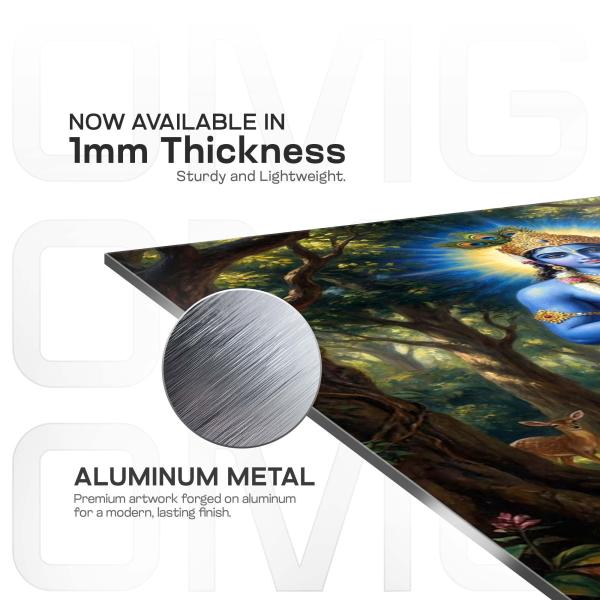 Shri Krishna Van Vihar: The Lotus-Bearer of Divine Harmony | Celestial Forest Metal Poster