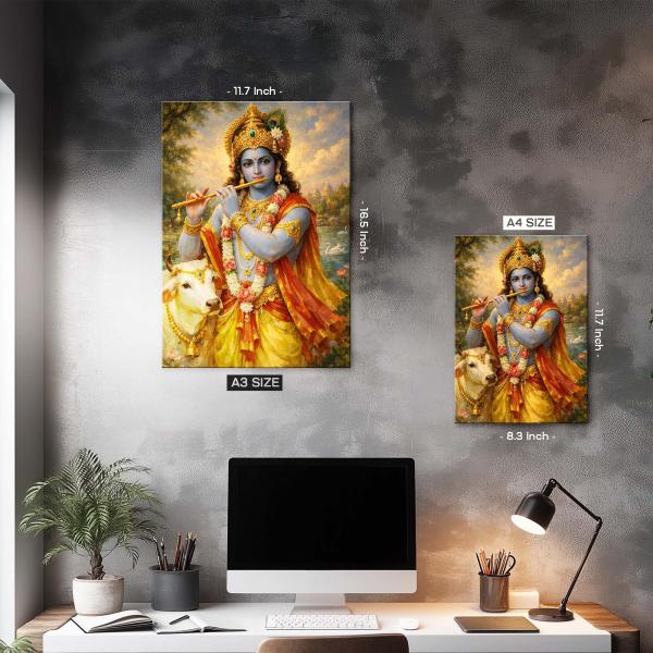 Shri Murli Manohar Krishna: The Eternal Enchanter of the Soul | Sacred Metal Poster
