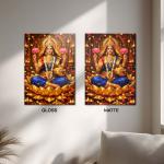Mahalakshmi Kamalāsana: Eternal Goddess of Wealth & Abundance | Divine Metal Poster
