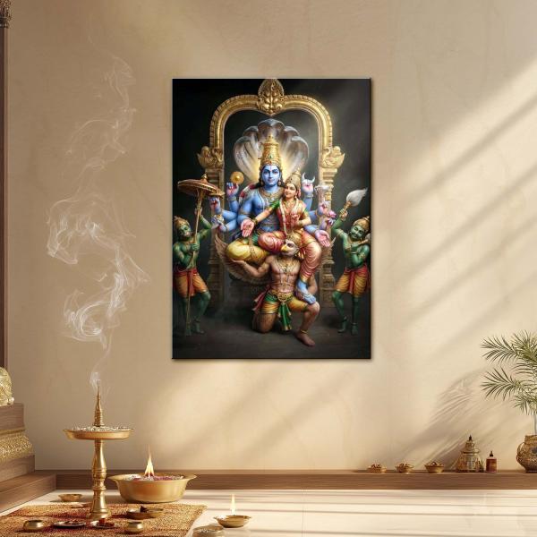Lakshmi Narayan: Supreme Harmony of Protection & Prosperity | Divine Metal Poster