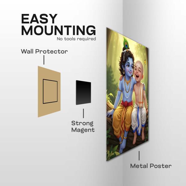Bal Krishna & Sudama: The Eternal Smile of Divine Friendship | Celestial Devotional Metal Poster