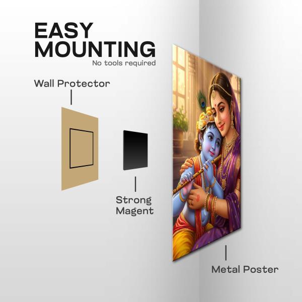 Yashoda Maiya with Bal Krishna: The Cradle of Divine Love | Vatsalya Bhakti Metal Poster