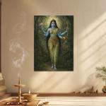 Mata Shakambhari: The Divine Mother of Nourishment & Protection | Sacred Forest Metal Poster