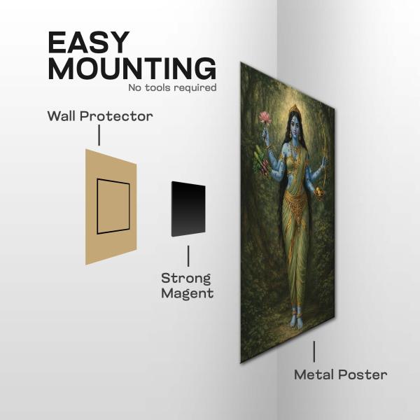 Mata Shakambhari: The Divine Mother of Nourishment & Protection | Sacred Forest Metal Poster