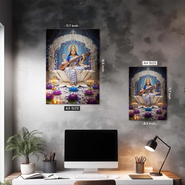 Saraswati Devi: Divine Source of Wisdom, Art & Enlightenment Metal Poster