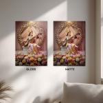 Saraswati Pushpa Sangeet: Goddess of Wisdom & Divine Melody Metal Poster