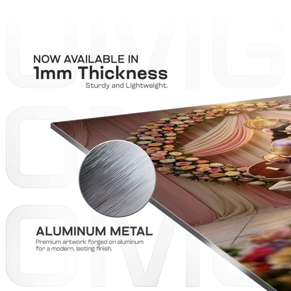 Saraswati Pushpa Sangeet: Goddess of Wisdom & Divine Melody Metal Poster