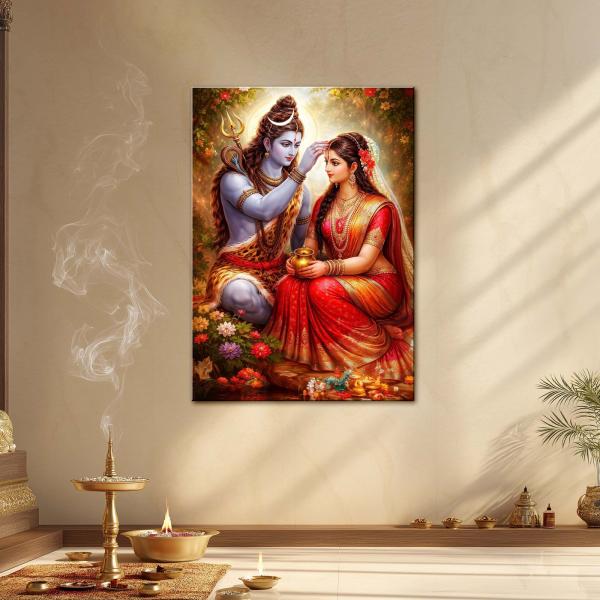 Shiv–Shakti: The Sacred Union of Eternal Love | Divine Celestial Metal Poster