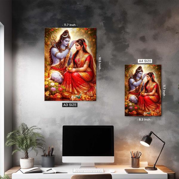 Shiv–Shakti Tandava: The Cosmic Dance of Creation & Grace | Divine Celestial Metal Poster