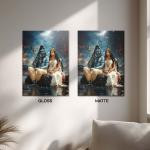 Shiva–Parvati: Eternal Union of Stillness & Shakti | Celestial Divine Metal Poster